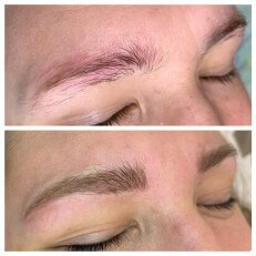 Cosmetic Tattooing Microbladed Eyebrow on Alia gappy eyebrows by Rachael Bebe